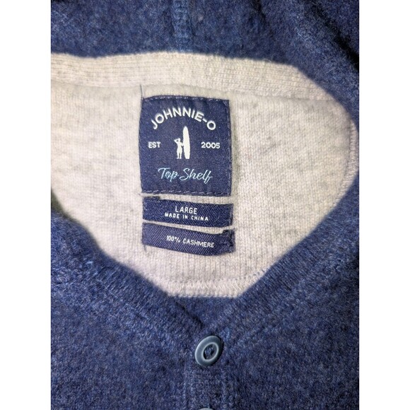 Johnnie O Sweater Men's Large Blue Soft Cashmere Hoodie Wake Hooded $398 MSRP - Picture 3 of 12